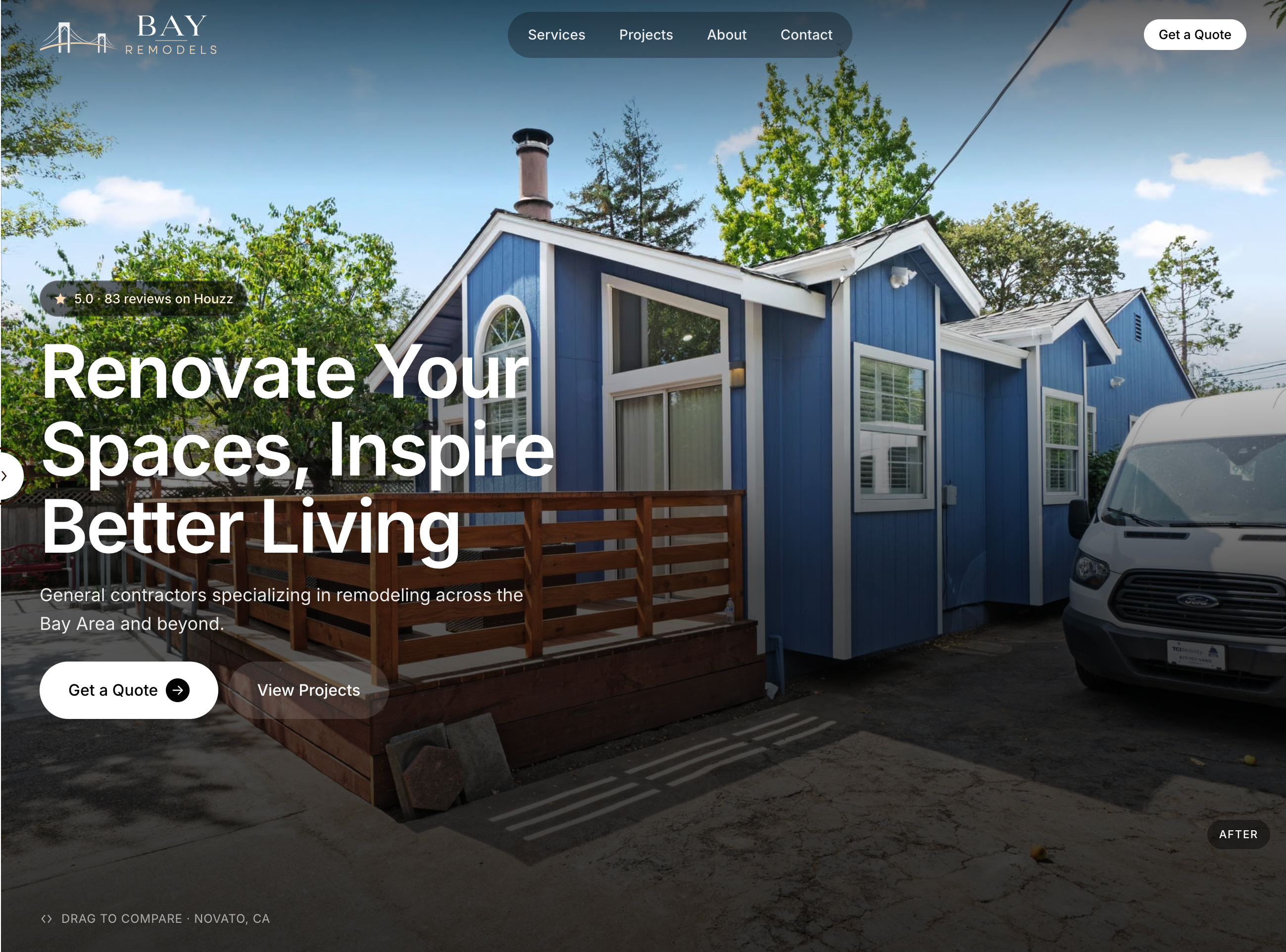 Screenshot of the Bay Remodels website homepage
